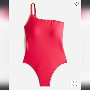 J Crew one shoulder ribbed swimsuit in red🩱